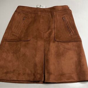 ❤️ Ann Taylor Loft Womens Faux Leather Brown Skirt Size 8 Petite NWT